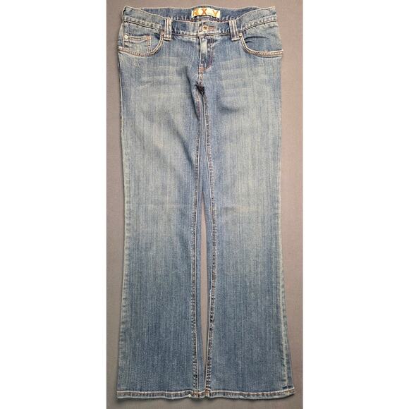 Y2K Roxy Denim Womens Jeans Size 31x32 Low Rise Flare Medium Wash Sunset Beach - Picture 1 of 9